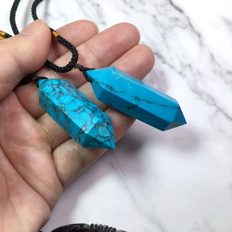 Runyangshi 1 шт. привлекательный бирюзовый камень кристалл двойная заостренная
