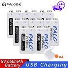 PALO Micro USB 9 Вольт литий-ионная аккумуляторная батарея 6F22 9 V литий-ионные литиевые батареи для радиоуправляемого вертолета модель микрофона игрушка KTV