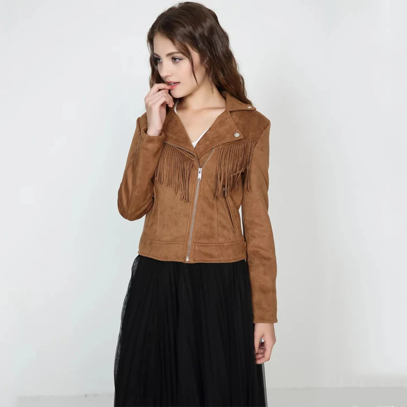 Куртка TMODA270 женская из мягкой замши верхняя одежда искусственной кожи
