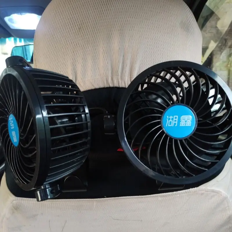 

12V Electric Auto Car Air Cooling Fan Headrest 360 Degree Rotatable Dual Head Adjustable Speed Rear Back Seat Fan