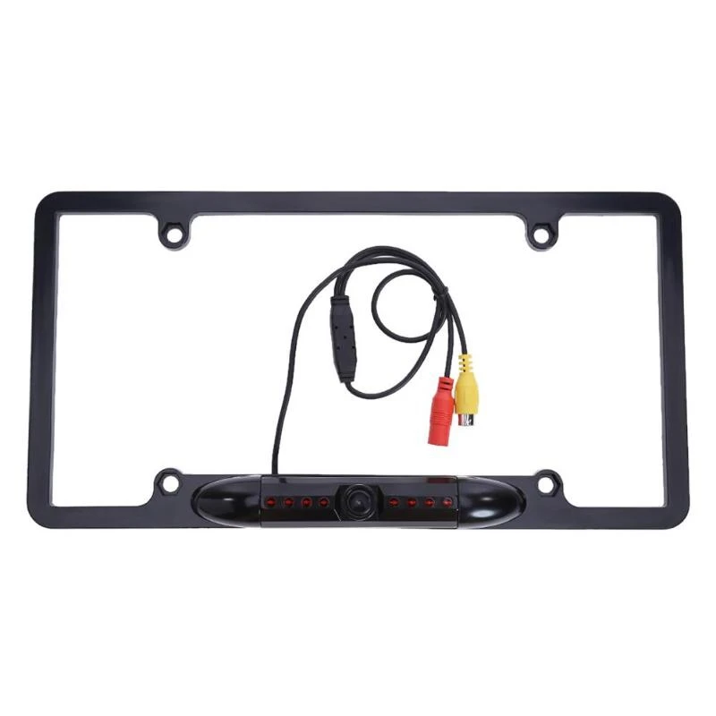 

US Canada Car Number License Plate Frame Holder Rear View Backup Camera Auto Cmos Rearview 8 Leds Ir Cam