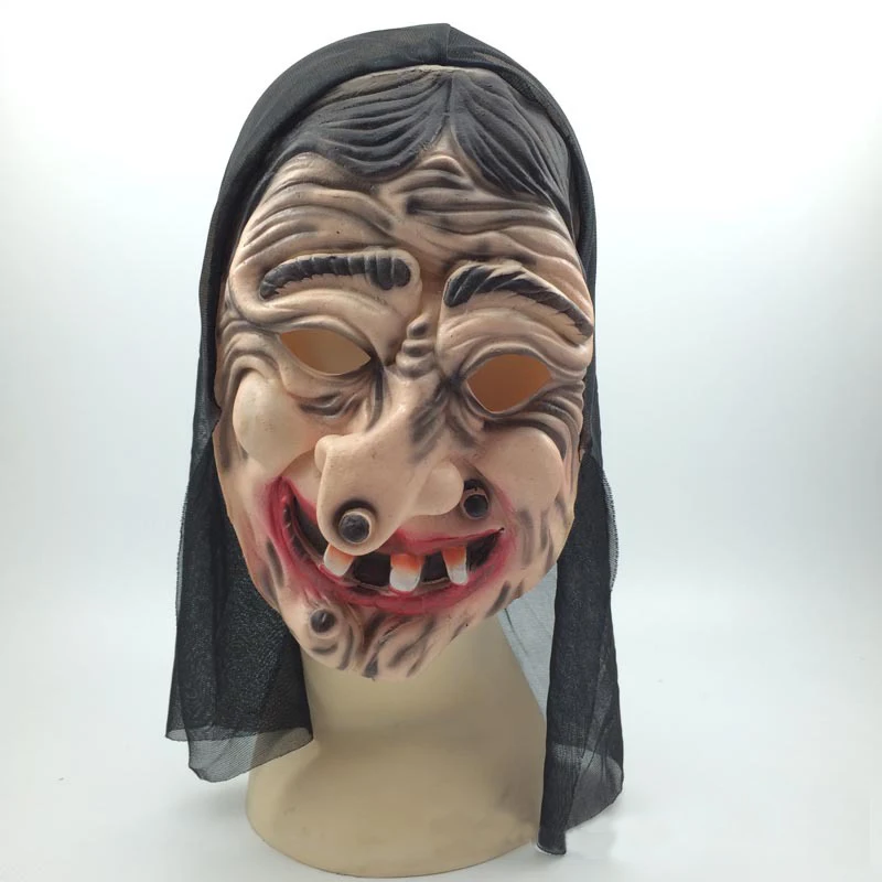 Страшная маска ужасов для Хэллоуина ведьмы всего лица старая женщина