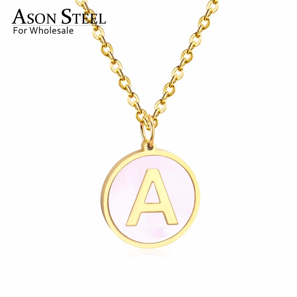 Женские ожерелья ASONSTEEL с инициалами 26 букв золотистые/Серебристые подвесками из