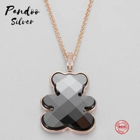 pandoo fashion charm original 11 copy cute childlike teddy bear pendant necklace female luxury jewelry gift
