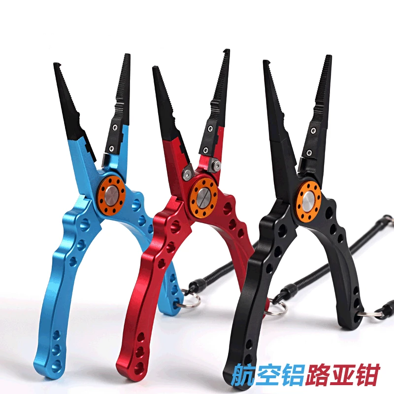 

Locking fishing pliers aviation aluminum multifunctional Lure pliers line Cutter Line Split Ring pressing lead fishing gear