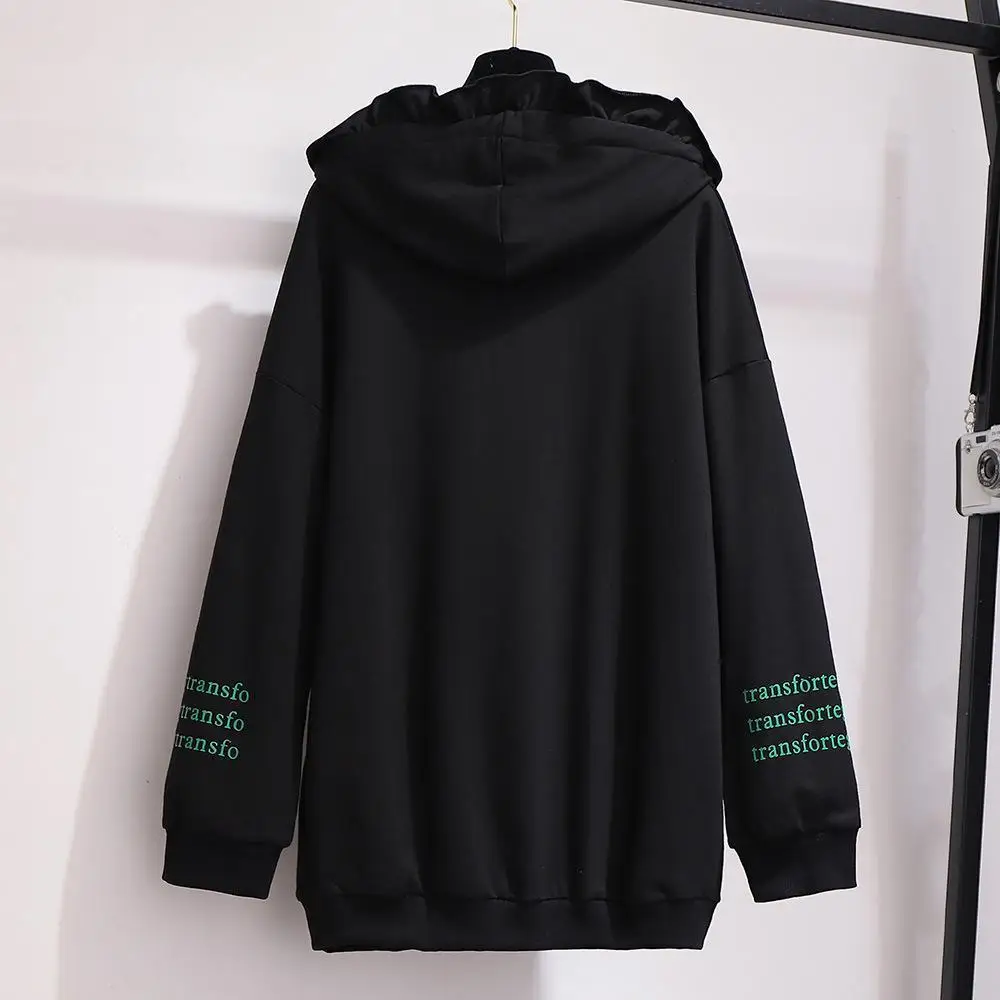 5XL 6XL Плюс Размер Осенняя Женская толстовка с капюшоном хлопок длинный рукав Письмо Пуловер 5XL большой размер зимний свитер Топы