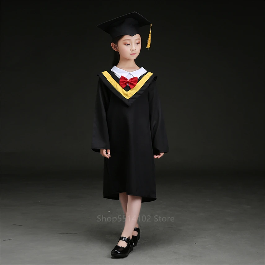 

Children Graduate Academic Dress Kindergarten Primary School Student Uniform Bachelor Gown With Cap Graduation Party Performance