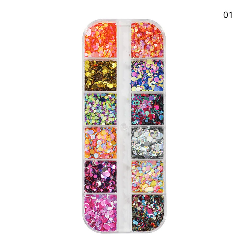 

12 Grids/Set Colorful X'mas Maple Leaves Laser Holographic Nail Glitter Sequins Acrylic Nail Art Paillette Slice Decoration DIY