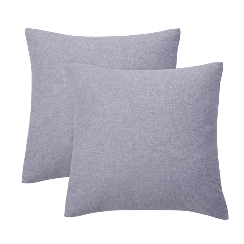 Blue PHF Cotton Back Cushion Pillow Cover 45*45 cm Yarn Dye Pad For Solid Two-Pack Solid Russet Red Dark Grey Blue Color - Цвет: Blue