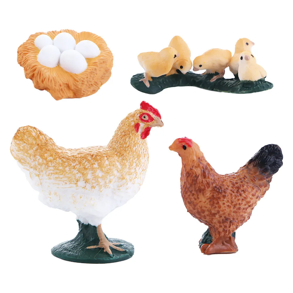 

4pcs/set Life Cycle Farm World Animal Growth Figurines Chicken Duck Goose Swan Growth Cycle Model Figures Toys Play Set