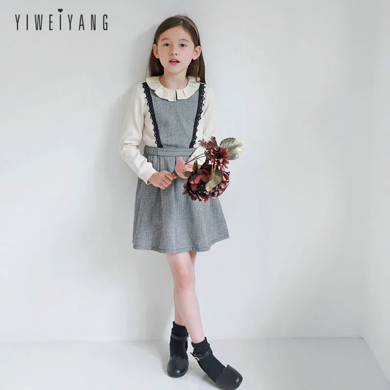 Осень 2019 г. новая одежда для девочек-подростков модное платье из двух предметов