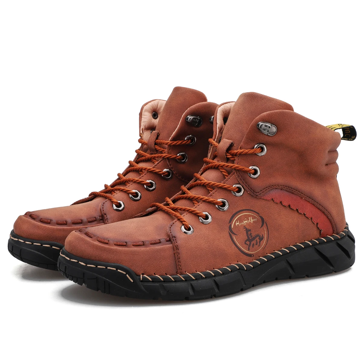Мужские кожаные кроссовки Ботинки Zapatos De Vestir Hombre Botas Trabajo ручной пошив на открытом