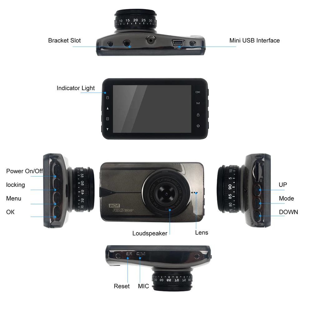 

3.2inch IPS screen 120 1080p car-Dash-camera gravity induction parking moniting loop record car-DVR