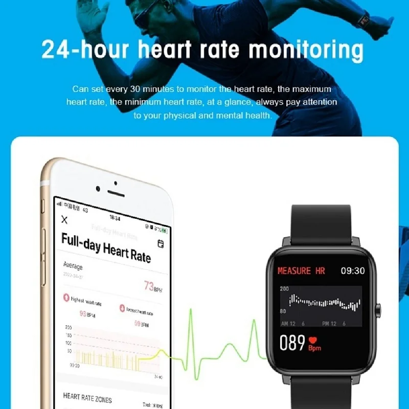 

Dzlst Smart Watch Women Men IP67 Waterproof Clock Heart Rate Monitor SmartWatch Fitness Bracelet Smart Watches for IOS Android