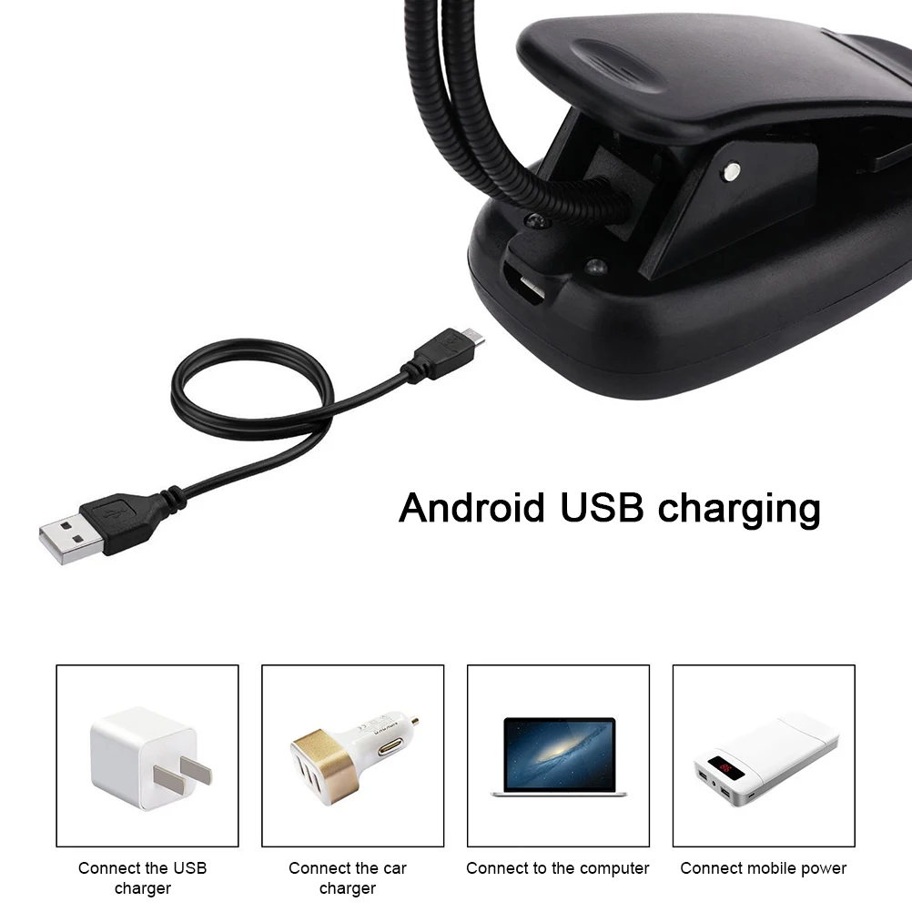 

Adjustable LED Book Light With Goosenecks Clip 10 LEDs Double pole Flexible Night Reading Desk Lamp Notebook Cool White