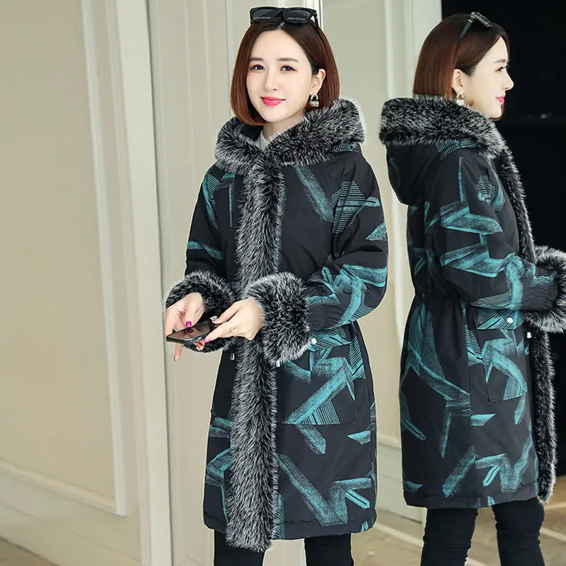

Winter Thicken Female Parka Fashion fur collar Hooded Cotton Slim Snow Jacket Windproof Warm Women Coat Minus degrees Celsius