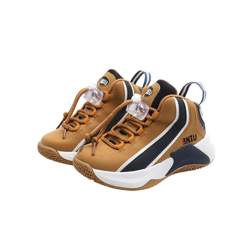 

Детские кожаные кроссовки для баскетбола, дышащие спортивные кроссовки для мальчиков, для тенниса на открытом воздухе, Новинка осени 2021, 26-37