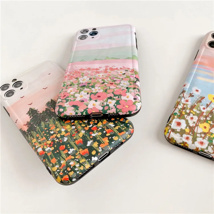 Чехол для iPhone 11 Pro Max Xr Xs X 7 8 Plus в стиле ретро с изображением картины маслом пейзажа