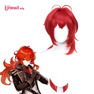 Парик из термостойких синтетических волос, L-адрес эл. Почты, Game Genshin воздействие, парики для косплея, красный длинный парик для косплея, парик для косплея, конский хвост, Хэллоуин