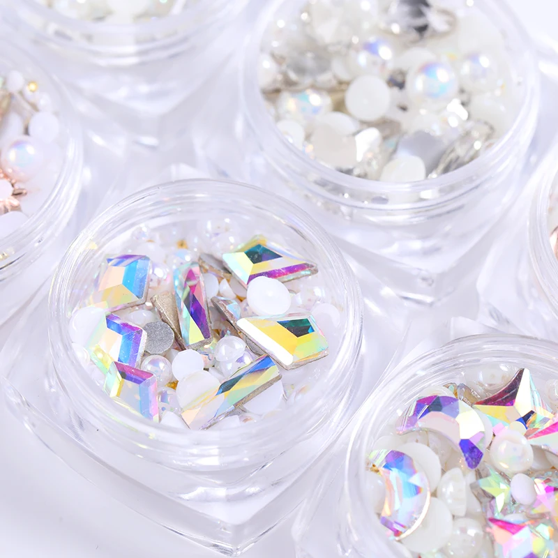 1 коробка голографические Стразы для ногтей смешанный размер гвозди шпильки