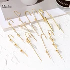 Vienkim модные золотые серьги-гвоздики для женщин, геометрические серьги-Крючки с перекрестной цепочкой, хрустальные серьги, аксессуары, подарки 2020