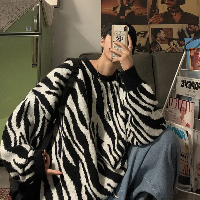 Мужской осенне-зимний свитер с круглым вырезом мужской свободный Модный