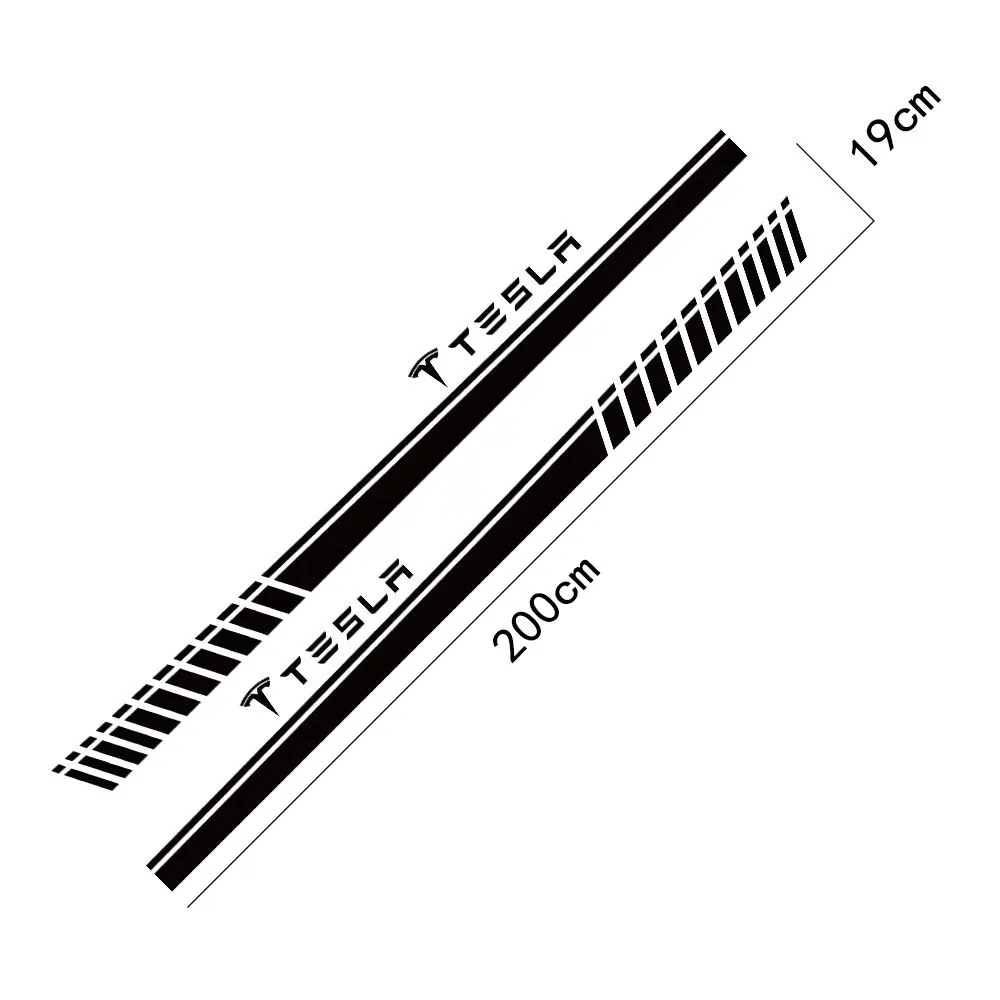 

2PCS Car Door Side Skirt Long Stripes Stickers For Tesla Model 3 S X P100D Auto Body Decor Vinyl Film Wrap PVC Decal Accessories