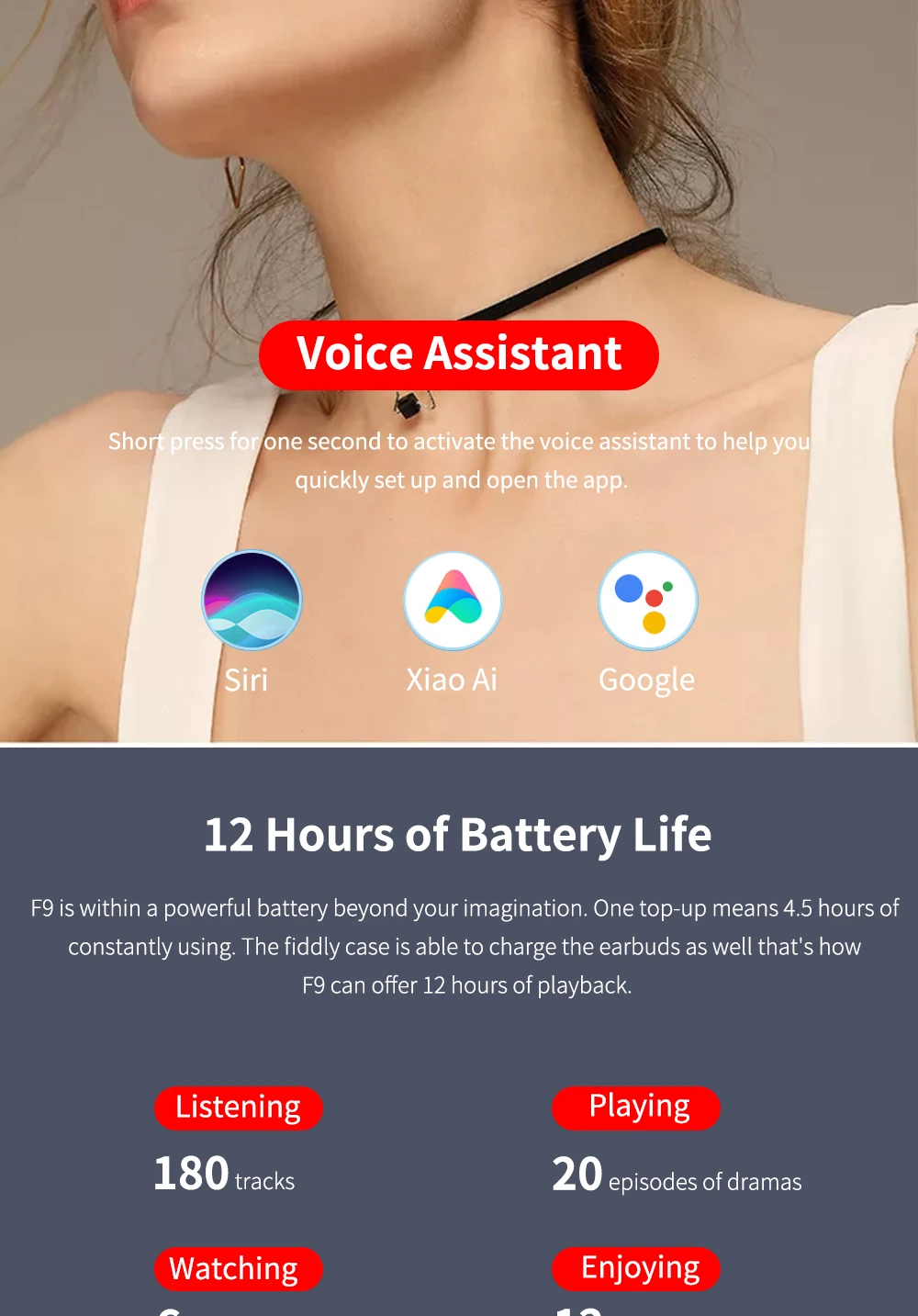 F9 TWS Беспроводная гарнитура Bluetooth 5,0, наушники, мини-наушники, стерео бас с микрофоном, зарядная коробка