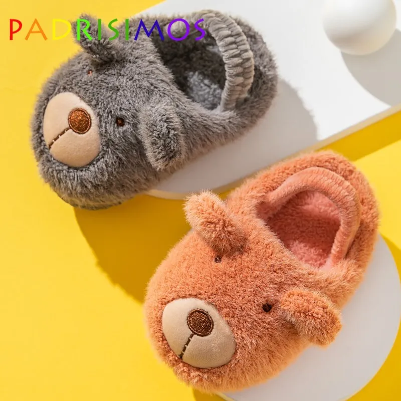 

PADRISIMOS Jinke/Детские хлопковые тапочки; Коллекция 2021 года; Сезон осень-зима; Новые теплые хлопковые тапочки с милым мультяшным медведем и эласт...