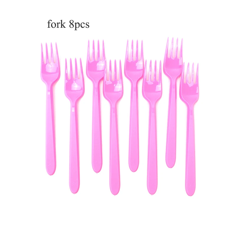 fork 8pcs Кактус лама вечерние скатерти одноразовая посуда Альпака бумажные тарелки и стаканы дети день рождения, детский душ вечерние украшения - Цвет: fork 8pcs