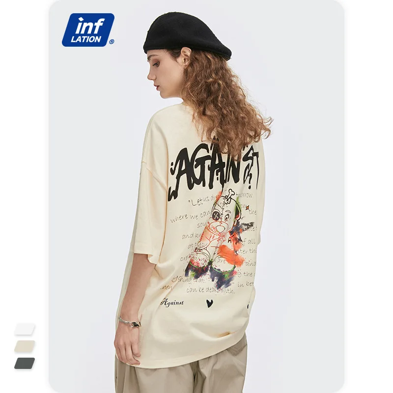 

INF Unisex T-shirt Man Woman Fashion Print T-shirt Summer Loose Spoof Cartoon Bear Creativity GOOD
