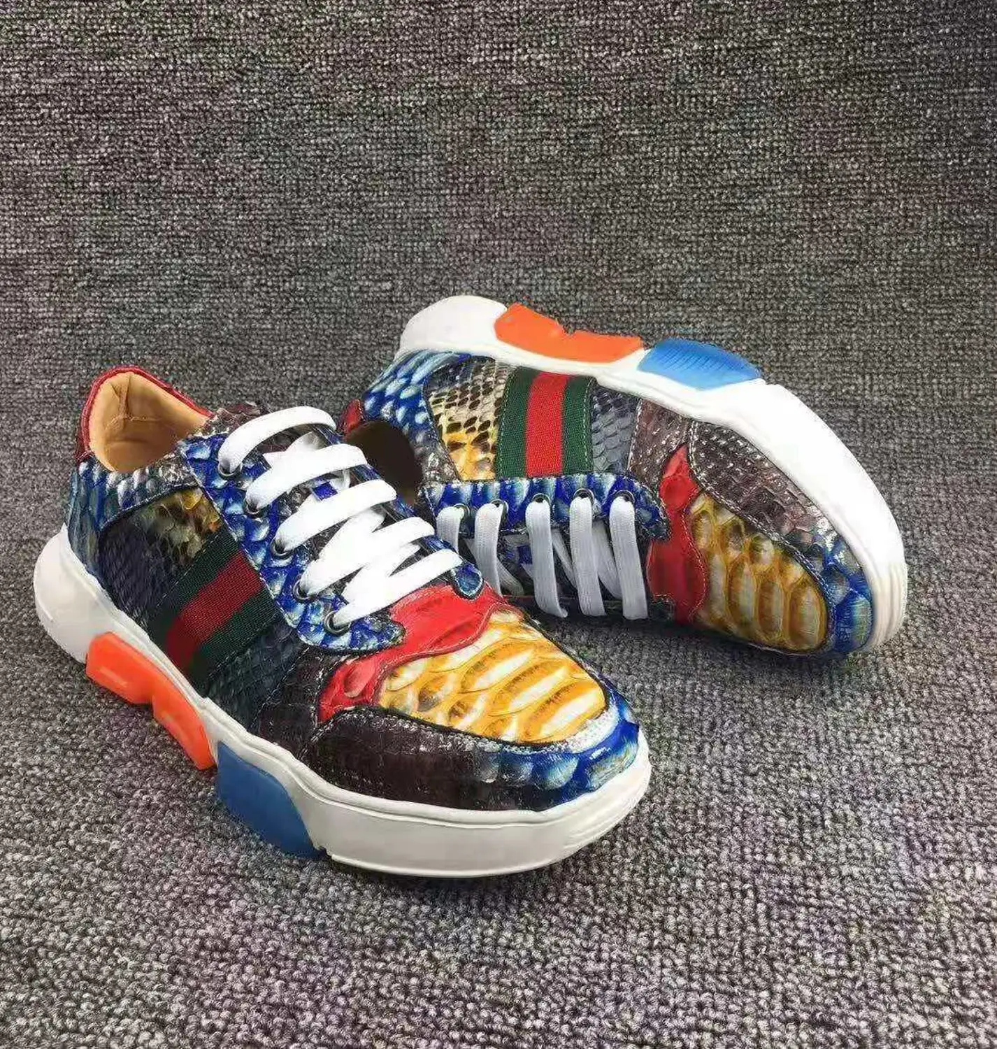 100% натуральная змеиная кожа Мужская модная обувь с подкладкой из коровьей кожи