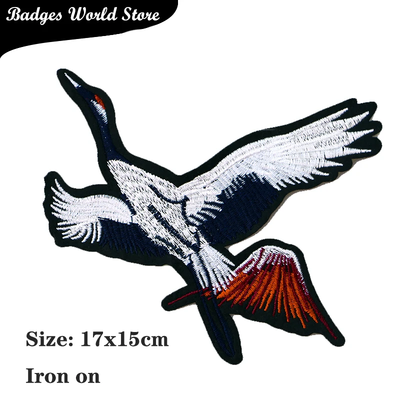 Декоративные блестки в виде животных патчи с вышивкой Журавля птицы Аппликации