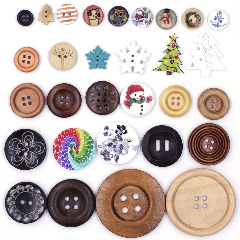 

Round 4 Holes Wooden Wood Sewing Buttons Solid Color Men's Women's Children's Clothes Apparel Needlework Accessories 23mm