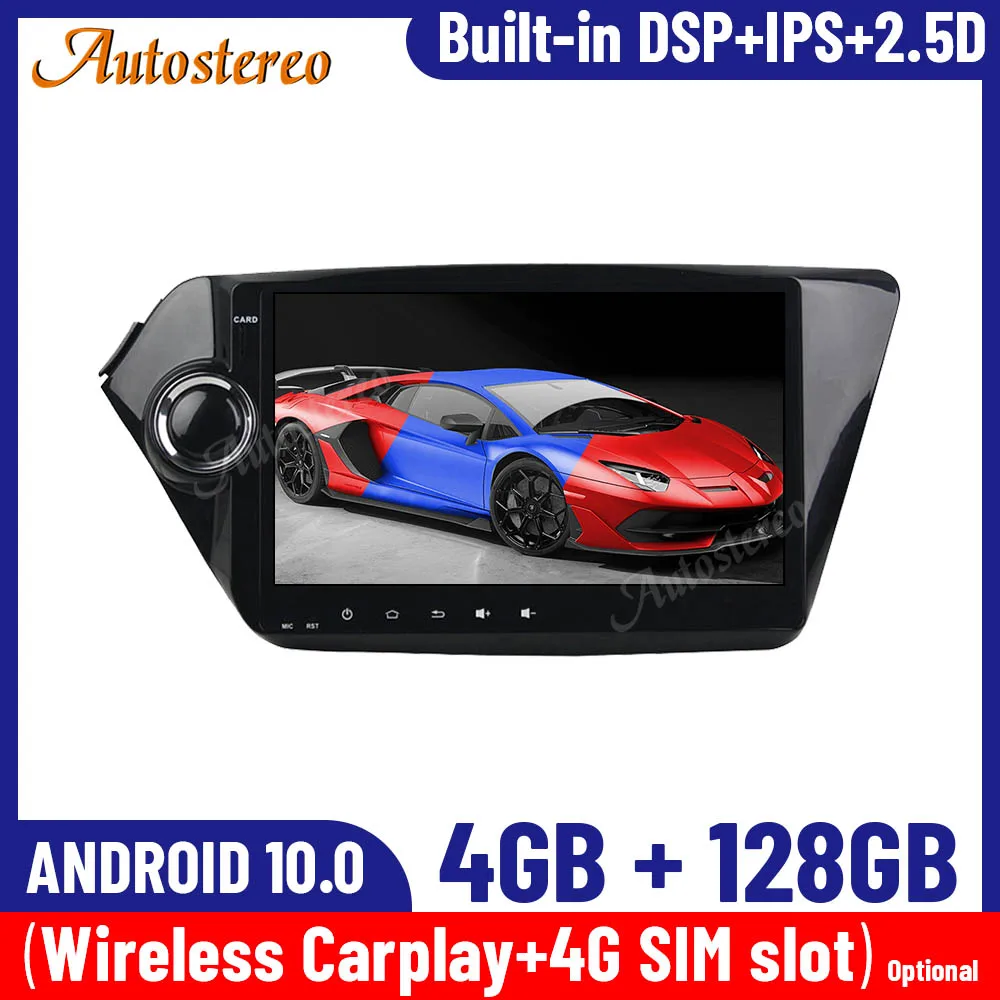 

For KIA RIO/KIA K2 2010-2016 Android 10 128G IPS Car GPS Navigation Multimedia Player Auto Radio Tape Recorder Headunit Carplay