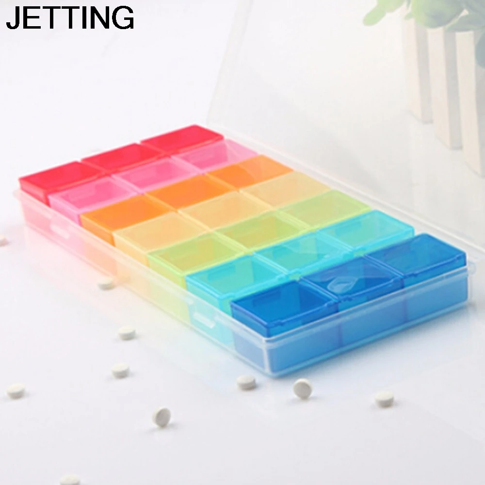 

Week 21 Compartment Pill Box Container For Medicine 7 Day Pill Medicine Tablet Pill Case Box Splitters Dispenser Organizer Case