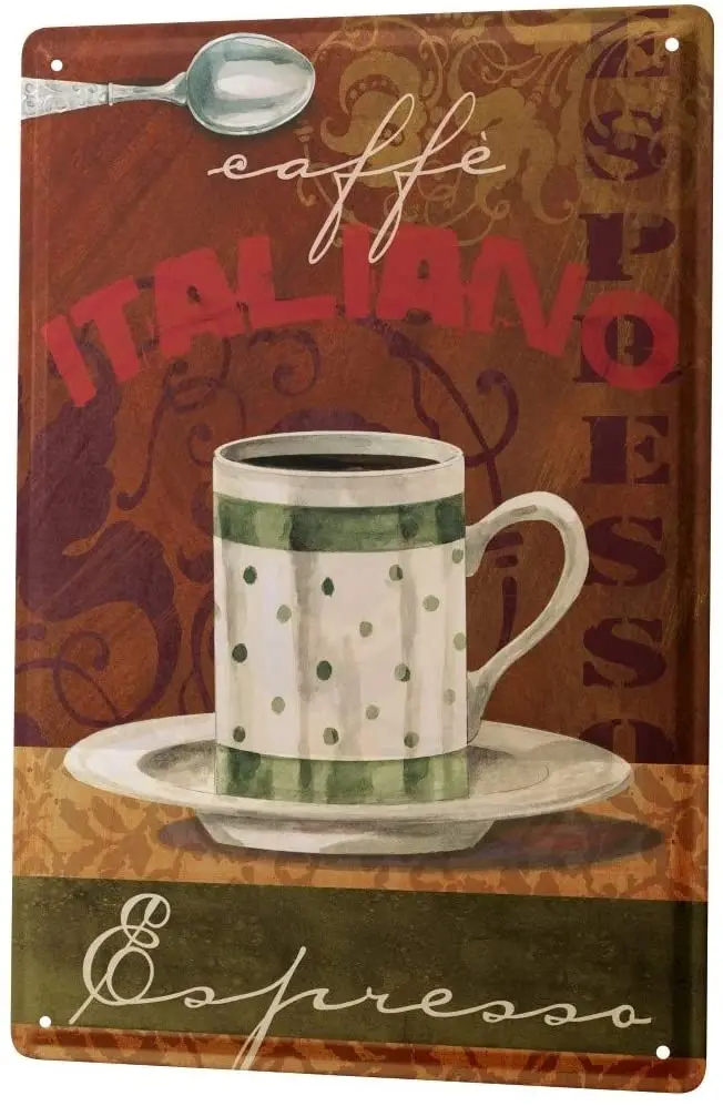 

SINCE 2004 Kitchen Tin Sign Metal Plate Decorative Sign Home Decor Plaques Plate Italian Espresso Metal Plate 8X12