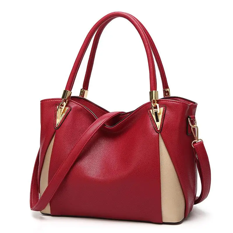 

Large Leather Bags Women Purses Top Handle Shoulder Crossbody Bag Red Pink Black Ladies Handbag