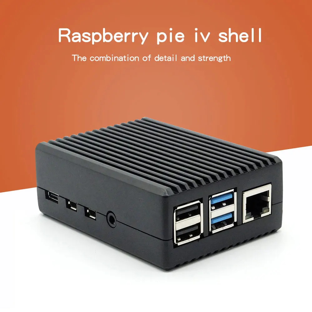 

Чехол из алюминиевого сплава для Raspberry Pi 4 Model B, чехол с пассивным охлаждением, металлический корпус с отводом тепла для Pi 4, черный, темно-серы...