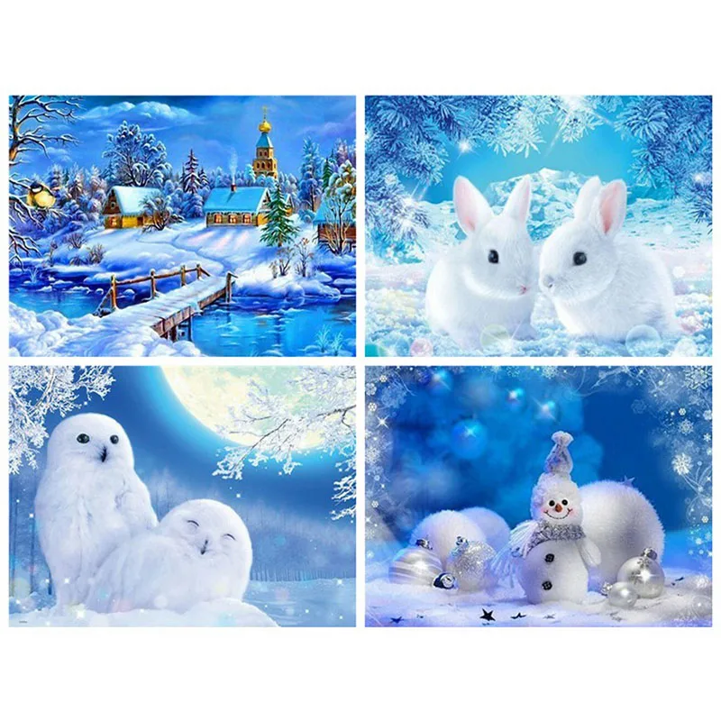 Стразы с алмазной вышивкой в виде кролика совы на зиму|Алмазная мозаика и