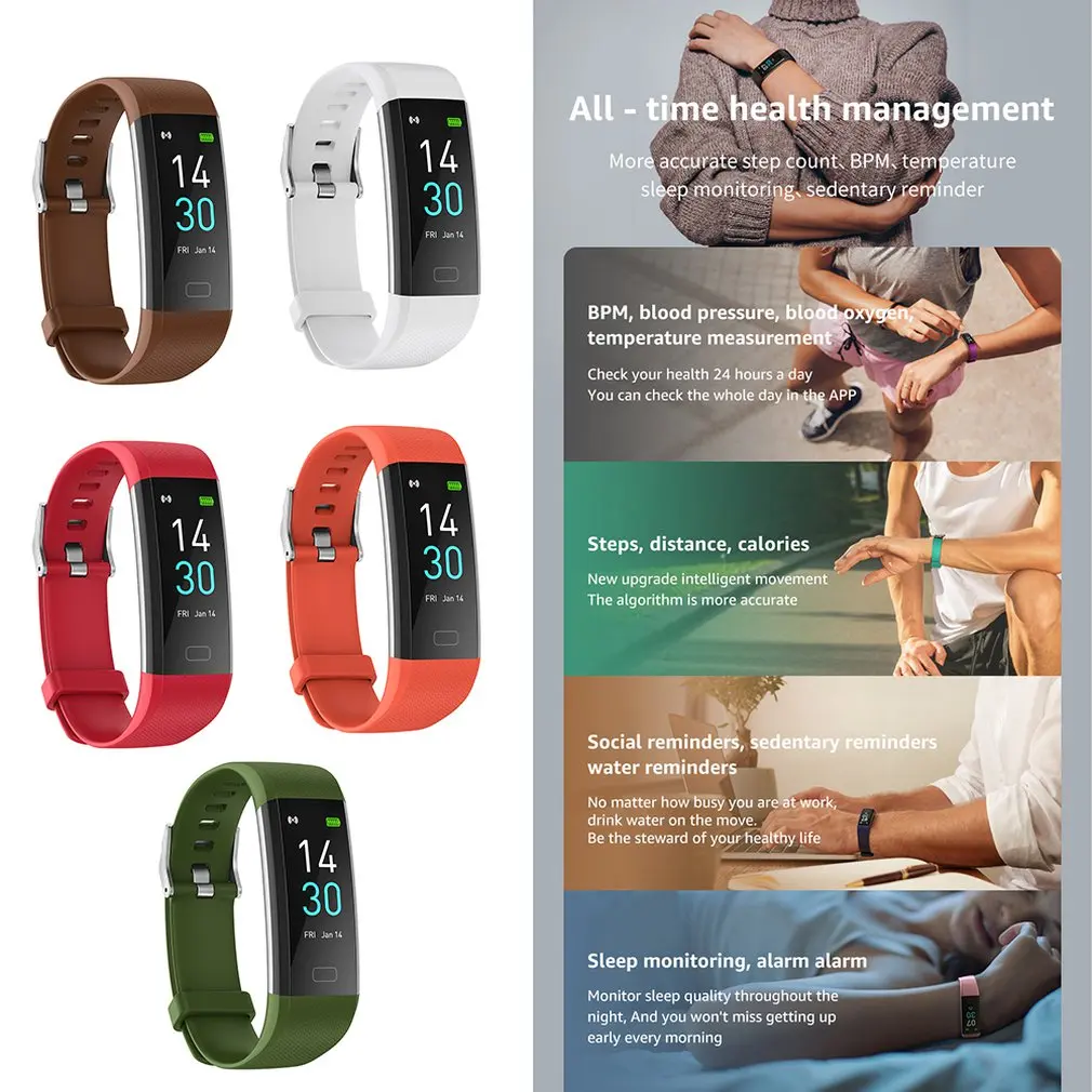 Новинка 2020 Runmifit S5 Smartwatch монитор здоровья группа черные Смарт-часы фитнес-трекер
