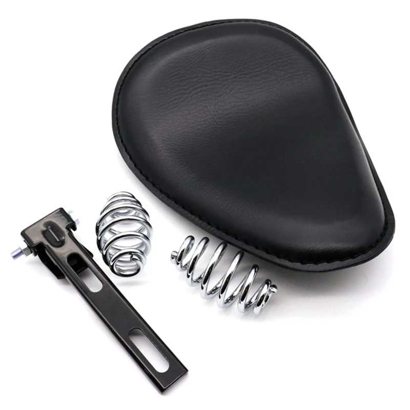 

Motorcycle Seat Vintage Leather Solo Seat Cover 3inch Spring Swivel Bracket Seat for Bobber Chopper Honda Custom