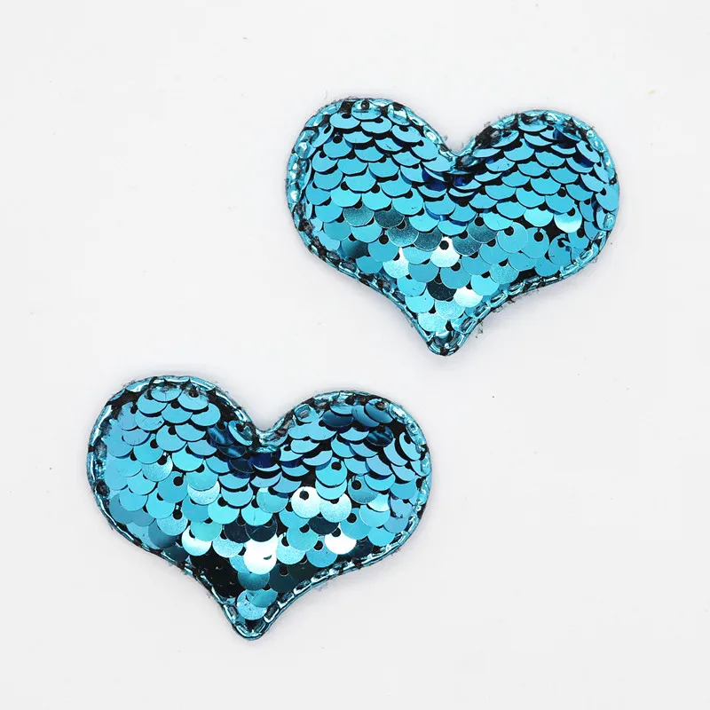 20 шт. двусторонние аппликации в форме сердца с двусторонними пайетками для