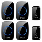 Умный водонепроницаемый беспроводной дверной звонок CACAZI, светодиодный светильник для дома, 58 музыкальных звонков, 2 кнопки, 4 приемника, вилка стандарта США, ЕС, Великобритании