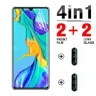 4-в-1 2 шт Передняя пленка + 2 шт мягкое стекло объектива для Huawei P30 P20 Lite E Pro Plus Защитная пленка для экрана на P 30
