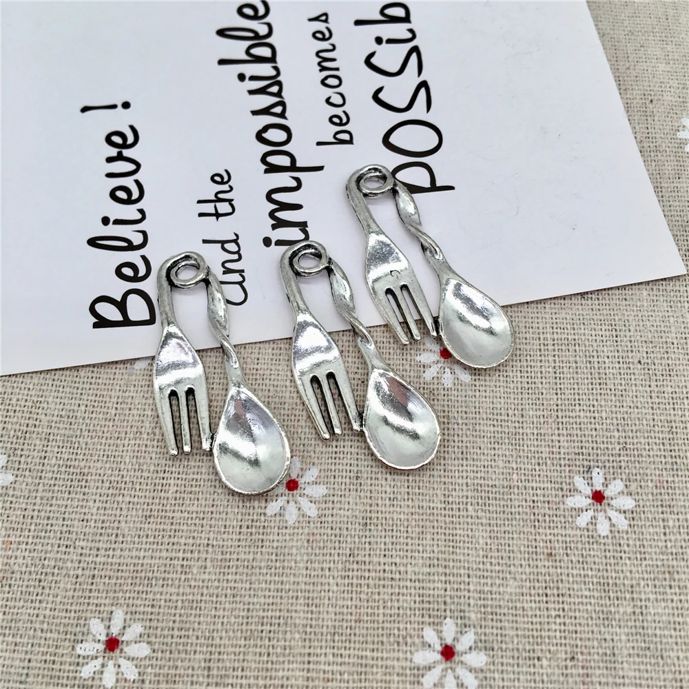 20 шт. Металл столовые приборы ложка вилка Подвески подходят для ожерелья серьги