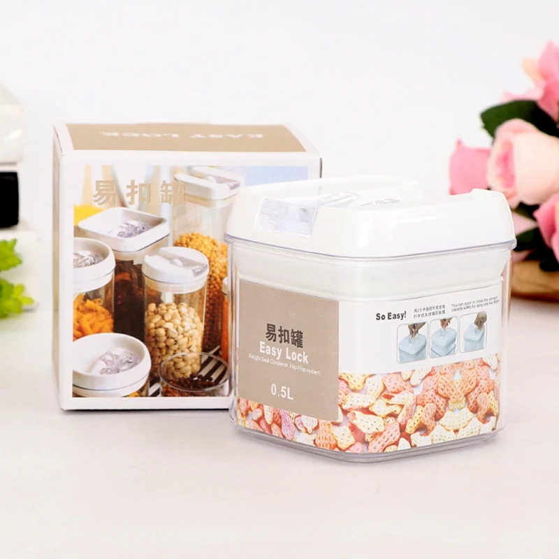 

Plastic Storage Food Container Kitchen Transparent Easy-buckle Cans Food Dried Fruit Biscuit Cans Milk Powder Storage Dropship