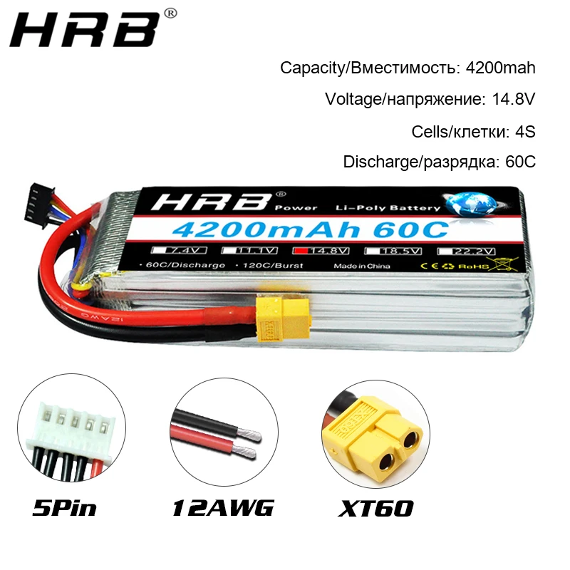 2 шт аккумулятор hrb lipo 3s 111 v 4000mah 4200mah 5000mah 6000mah 4s 148 v 3300ma