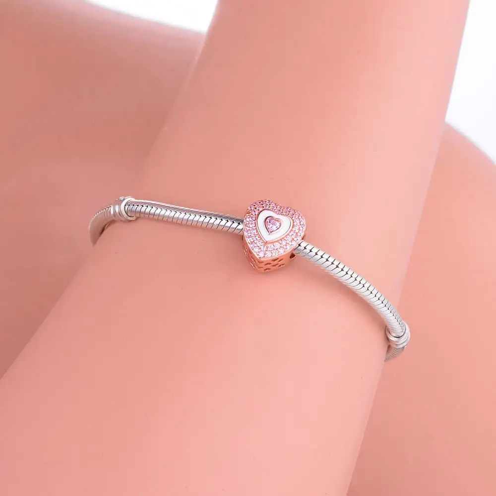 

Fit Original Pandora Charm Bracelets DIY Jewelry Making 2020 New Summer Authentic 925 Sterling Silver Enamel Heart Charm Beads
