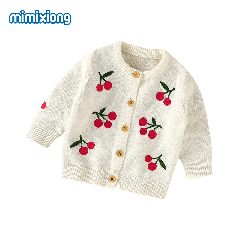 

Baby Sweaters Cardigans Fashion Cherry Newborn Bebes Boys Girls Knitted Jackets & Coats Long Sleeves Knitwear Children's Clothes